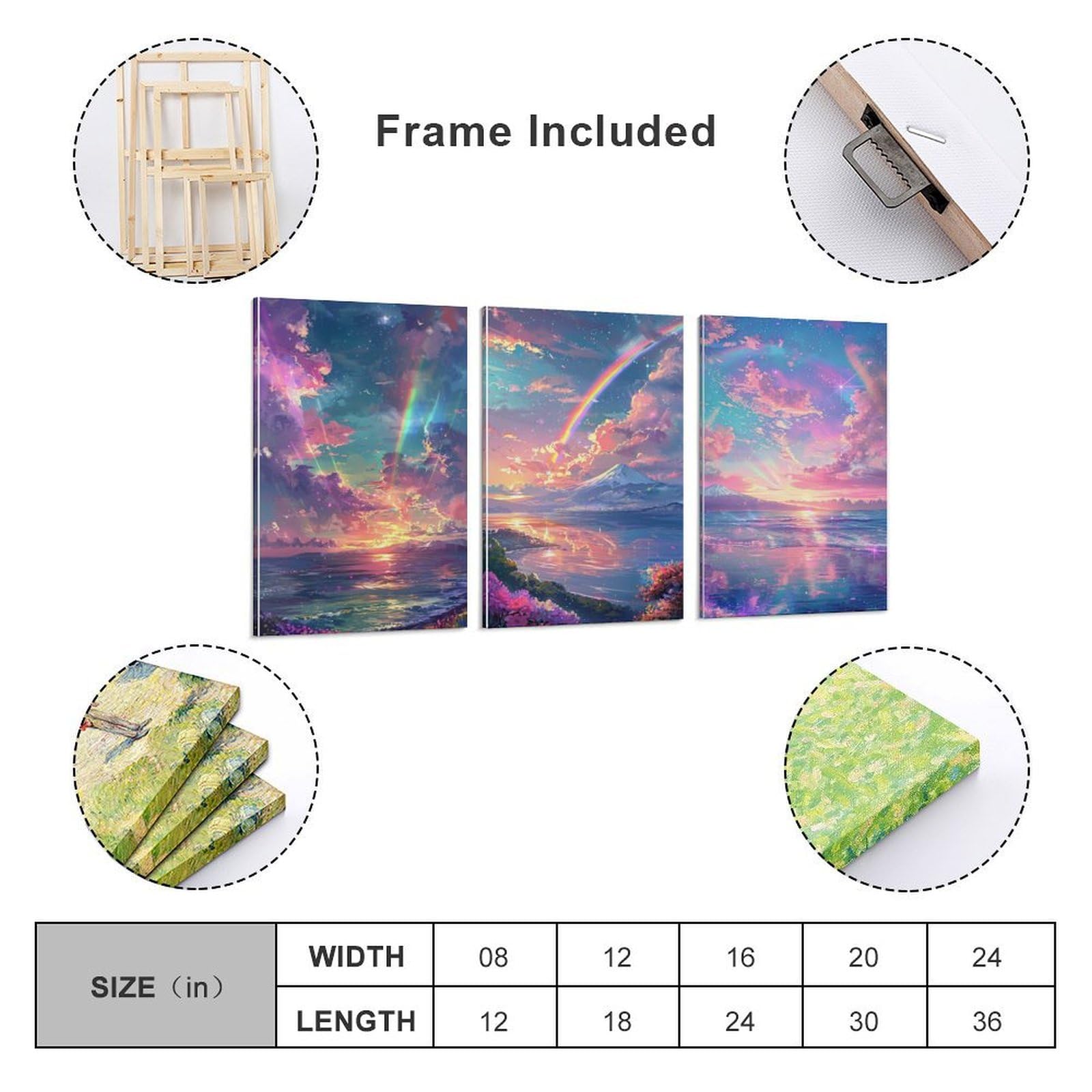 Amazon.co.jp: 3枚 光沢のあるカラフルな風景 絵画 インテリア